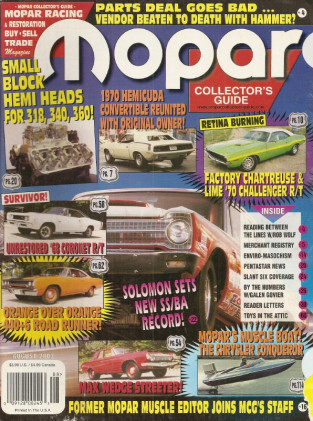 MOPAR COLLECTORS GUIDE 2003 AUG - GREEN GO & CHARTREUSE 70 CHALLENGER RT